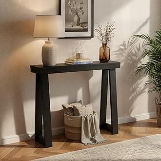 Plank+Beam Solid Wood Console Table, 36 Inch, Sofa Table, Narrow Entryway Table for Hallway, Behind The Couch, Living Room, Foyer, Easy Assembly, Black