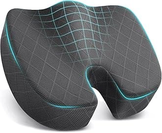 TushGuard Seat Cushion - Memory Foam Cushion for Office Chair, Car Seat, Airplane, Bleacher - Sciatica & Hip & Coccyx Pain Relief Cushions for Long Sitting Office Workers, Car Drivers (Grey, X-Large)