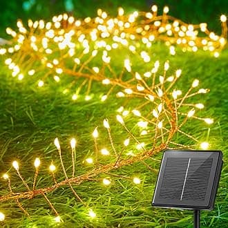 Brightown Solar Lights for Outside, Solar String Lights Outdoor Waterproof, 8 Modes Firecracker Balcony Lights for Tree Patio Christmas Party Wedding Decor (Warm White)