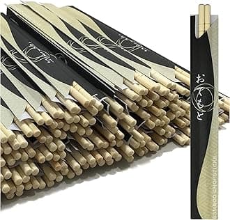 Albino Monkey 200 Round Separated Disposable Chopsticks | Best for Sushi | Bamboo Wooden Chinese Chop sticks - Bamboo Chopstick Bulk - Disposable Utensils Premium Quality - (100 Pairs)