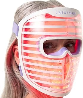 iRestore LED Face Mask for Youthful Skin, Red Light Therapy for Face, Red, Blue & Infrared Therapy for Wrinkles, Fine Lines, Dark Spots with 360 LEDs, Skincare Device for Women & Men