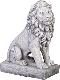 gartendekoparadies.de Small lion on the right, stone figure, H. 34 cm, 10 kg, gray, frost-proof made of cast stone for outdoor use (right)