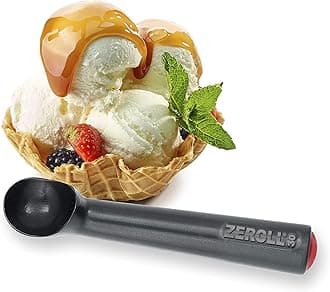 Zeroll 1030-ZT Zerolon Hardcoat Anodized Commercial Ice Cream Scoop with Unique Liquid Filled Heat Conductive Handle Easy Release, 1-Ounce, Black