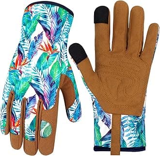 Leather Gardening Gloves for Women Thorn Proof Garden Gloves Touch Screen Working Gloves Gifts,M