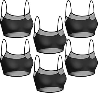 Toulite 6 Pcs Summer Women Mini Tanning Bikini Sheer Tank Tops See Through Stretch Crop Top Sleeveless Mesh for Beach