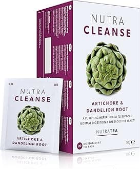 Nutra Tea NUTRACLEANSE - Detox Tea|Cleanse Tea - Helps Relieve Constipation & Encourage Digestion With Dandelion Root, Artichoke & Milk Thistle - 120 Individual Wrapped Bags - Herbal Infusion (6 Pack)