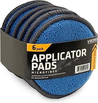 VIKING Microfiber Applicator and Cleaning Pads - 5 Inch Diameter, Blue/Grey, 6 Pack