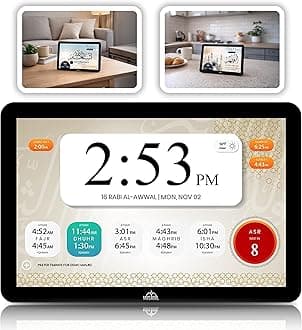 - Masjidal 8" Smart WiFi Digital Azan Clock & Islamic Prayer Frame – Automatic Worldwide Prayer & Iqamah Times, Full Quran Player, Athan Alarm, Ramadan Clock, Touchscreen Muslim Home Display, Black
