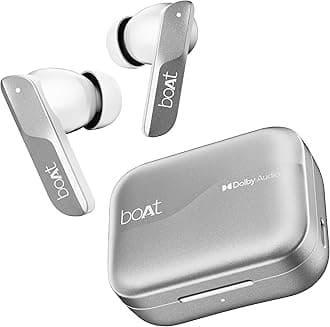 boAt Airdopes 800, Dolby Audio, Adaptive EQ by Mimi, 4Mics AI ENx, App Support, Fast Charge, Low Latency, IPX5, v5.3 Bluetooth Earbuds, TWS Ear Buds Wireless Earphones with mic (Interstellar White)