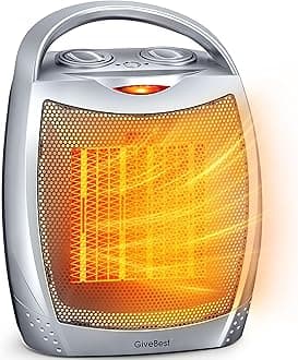 GiveBest Portable Electric Space Heater with Thermostat, 1500W/750W Safe and Quiet Ceramic Heater Fan, Heat Up 200 Square Feet for Office Room Desk Indoor Use