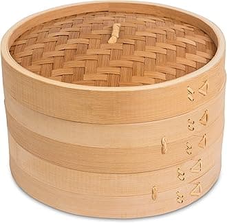 BirdRock Home Bamboo Chinese Steamer 2-Tier - Large 25cm Dia Dim Sum