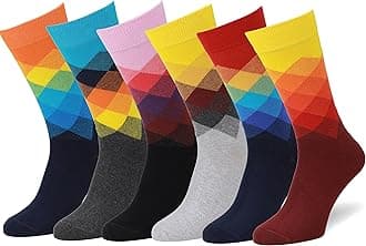 6 Pack Colorful Cotton Fun Bright Patterned Socks, European Made, Men's Women's