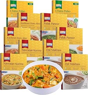 Ashoka Ready to Eat Meals 1932, Vegetarian Meal Kit, All-Natural Variety Pack, Kosher Certified, Traditionally Cooked Indian Food, Travel Friendly, Gluten-Free & with No Preservatives, Pack of 10