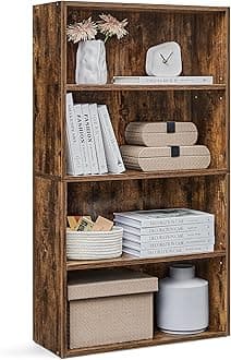 VASAGLE CUSTOS Collection - Bookshelf, 4-Tier Bookcase, Book Shelf, Open Storage Shelf, 9.4 x 23.6 x 42.4 Inches, for Living Room, Home Office, Dinning Room, Rustic Brown ULBC164X01