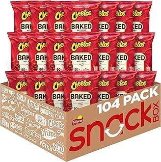 Lay's Baked Cheetos Oven Baked Crunchy Whole Grain Flamin' Hot Cheese Flavored Snacks, 0.875 Ounce (Pack of 104)
