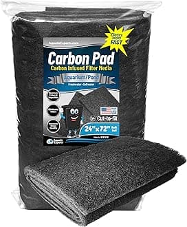 Aquarium Carbon Pad – Cut‑to‑Fit Carbon Infused Filter Pad Media for Crystal Clear Fish Tanks and Ponds, 3/8"–1/2" Thick (24 Inch Width, 72 Inch Long)