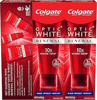 Colgate Optic White Renewal Teeth Whitening Toothpaste, High Impact White, 3 Oz Tube, 3 Pack