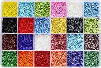 Size 12/0 Glass Seed Beads About 20000 pcs in Box 24 Color, 2mm Opaque Colors Craft Seed Beads for Making Earring Bracelets Necklace