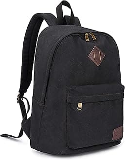Seemeroad Canvas Vintage Backpack, Lightweight Travel Daypack, Canvas Backpack, Large Capacity, Holds 15.6-inch Laptop, For Work or School, Unisex, Black, backpacks