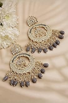 Shining Diva Fashion Latest Stylish Traditional Kundan Chandbali Earrings for Women and Girls