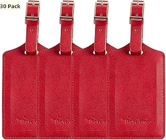 Travelambo Luggage Tags for Suitcases PU Leather Travel Tags Bag Tags Privacy Protection Travel Essentials