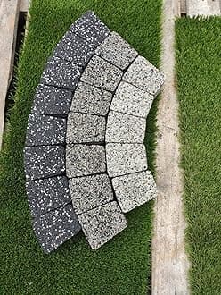 Garden Granite Circle Tree Surround Grass Border Paving Slab Stone Concrete Water Feature (CREAM/BLACK, 140)