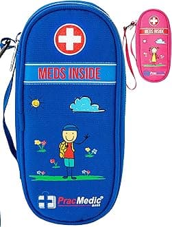 PracMedic Bags Epipen Case - Epi pens Carrying Case- Medical Case for Kids - Insulated to hold Inhaler, Epi Pen, Auvi Q, Epinephrine, Allergies Medication - Medicine Bag for Traveling (Blue)