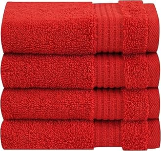Cotton Paradise 100% Cotton Turkish Washcloth Set for Bathroom, 4 Piece Soft Absorbent Small Hand Face Towels Wash Rags, Red