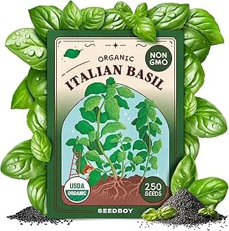 Seedboy 250 Organic Basil Seeds for Planting Indoor and Outdoor, Non-GMO and USDA Certified Herb Seed Packet for Hydroponic Garden Indoor or Planting Outdoors (Genovese Basil)