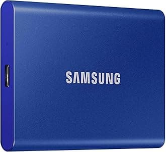 Samsung T7 1TB Portable SSD up to 1050MB/s USB 3.2 Gen2 Gaming Student Professional External Solid State Drive (MU-PC1T0H/AM) Blue