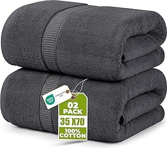 Utopia Towels - Luxurious Jumbo Bath Sheet 2 Piece - 600 GSM 100% Ring Spun Cotton Highly Absorbent and Quick Dry Extra Large Bath Towel - Super Soft Hotel Quality Towel (35 x 70 Inches, Grey)
