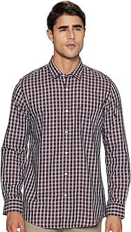 Peter England Men's Slim Fit Full Sleeve Checkered Casual Shirt | 100% Cotton | Premium Twill Weave