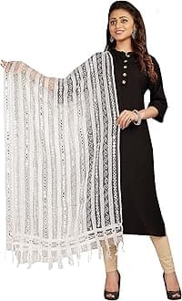 RANI SAAHIBAWomen's Mirror Work Embroidered Tissue Organza Dupatta