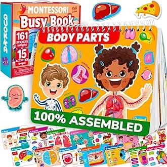 – QUOKKA Busy Board Book For 2 3 Year Old - Montessori Educational Toys for 3 5 Year Olds - Aeroplane Activities For Kids with 15 Our Body Interactive Pages - Travel Toys For Toddlers On Plane