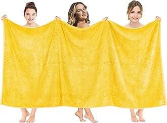 American Soft Linen 100% Cotton 600 GSM Turkish 40x80 Oversized Bath Towel Sheet, Extra Large Adult Towels for Bathroom, Yellow Bath Sheet