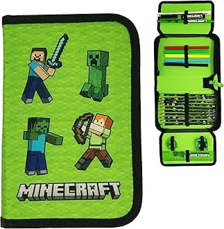 Minecraft Steve Alex Pencil Case, Filled with Stationery, Pencil Case, School Supplies Organizer