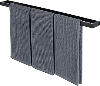 Sayayo Black Towel Rail Wall Mounted 70CM Large Towel Holder SUS304 Stainless Steel Bathroom Hand Towel Ring, Screw Fixing, EGJF070-B