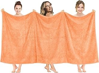 American Soft Linen 100% Cotton 600 GSM Turkish 40x80 Oversized Bath Towel Sheet, Extra Large Adult Towels for Bathroom, Malibu Peach Bath Sheet