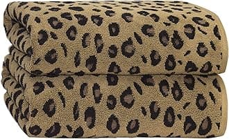 COTTON CRAFT Oversized Bath Sheet - 2 Pack Extra Large 32 x 89 Animal Print Leopard Cheetah Africa Safari 100% Cotton Jacquard Towel - Soft Absorbent Luxury Bathroom Shower Spa 450 GSM Bath Sheet