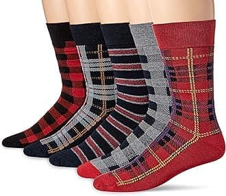 Men's Patterned Dress Crew Socks, 5 Pairs