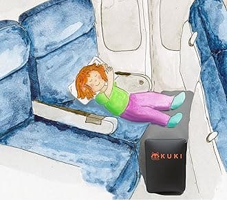 KUKI Inflatable Travel Pillow Bed/Leg Rest For Kids to Lie Down & Sleep on Long Flights, Long Distance Journeys in Cars, on Buses or Trains. Elevate YOUR Legs for Better Circulation. Gray. By