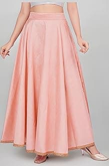 Women's Poly Silk Skirt/Lehenga With 8 Meters Maxi Flare (Double Ghera)