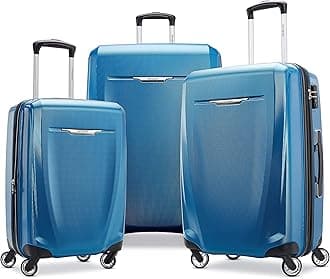 Samsonite Winfield 3 DLX Hardside Expandable Luggage with Spinners, Blue & Navy, 3-Piece Set (20/25/28), Winfield 3 DLX Hardside Expandable Luggage with Swivel Wheels