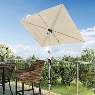 Grand patio Balcony Umbrella, 6x4 FT Rectangular Outdoor Umbrella，Patio Umbrella with 360 Degree Roating Knob