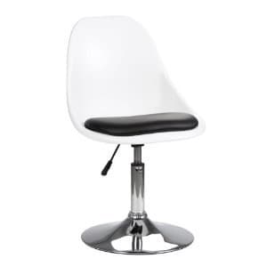 Bar Chair White ABS Black Leather Effect Chrome Finish Base