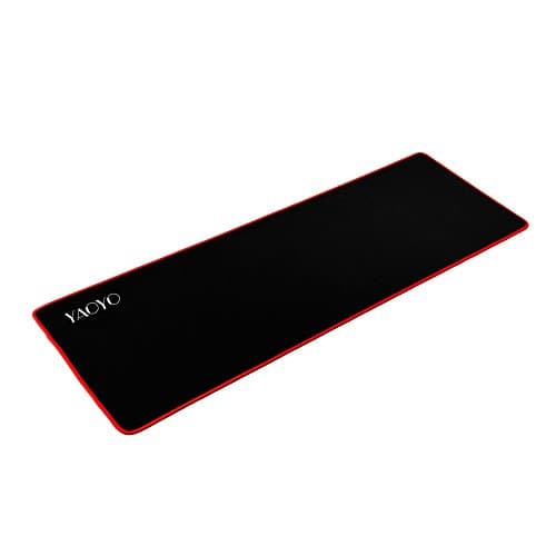 YAOYO Large Gaming Mouse Pad/Mat, Extended Mouse Pad with Waterproof Surface, Stitched Edges, Ultra Thick 4mm, Silky Smooth, 35.4"x 11.8" (Black + Red)