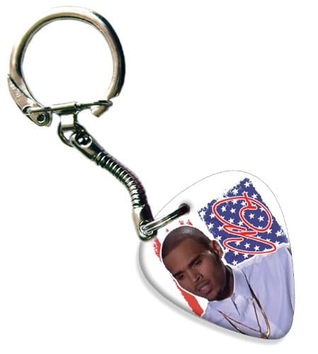 Chris Brown Celluloid Guitar Pick Keyring (Flag Design)