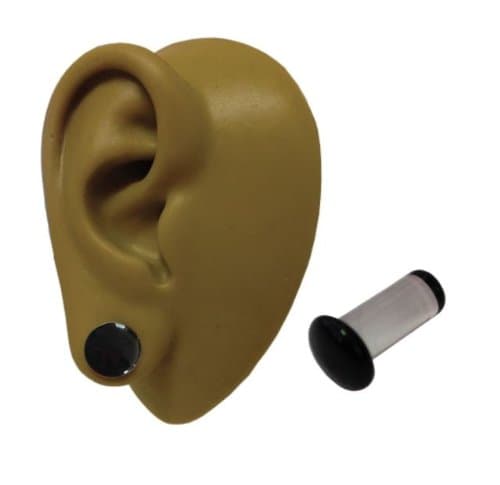 One - 6 mm - 2g - Black Colour Front Pyrex Glass Single Flare Ear Flesh Plug Stretcher Tunnel Earring