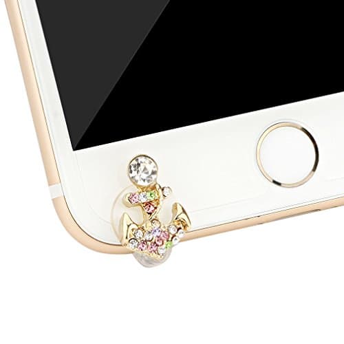 Generic Crystal Rhinestone Cellphone Charms Anti Dust Plug for iphone Samsung (Anchor)