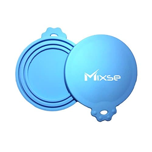 Mixse 2-Pack Universal Silicone Pet Feeding Can Tin Kit, Food Scoop & Covers Blue